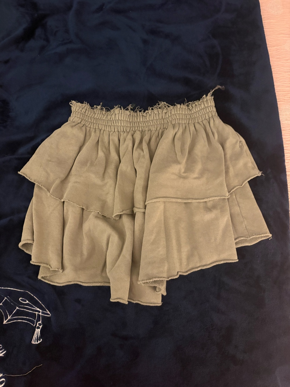 aerie dark Olive Layered Ruffle Skirt with Smocked Waist